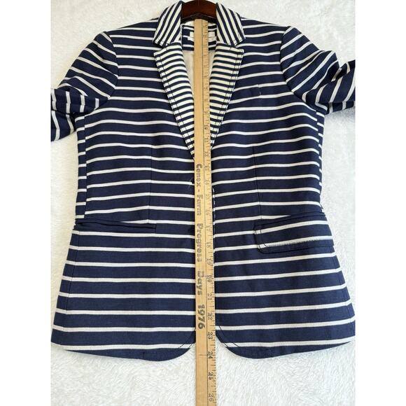 J Crew Schoolboy Size 2 Blazer Navy Striped Preppy Old Money Nautical Academia - Picture 9 of 12